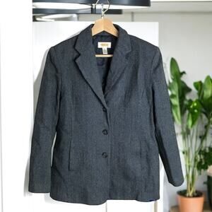 Talbots Vintage Label Women's 8 Petite 8P 100% Wool Blue 3 Button Blazer